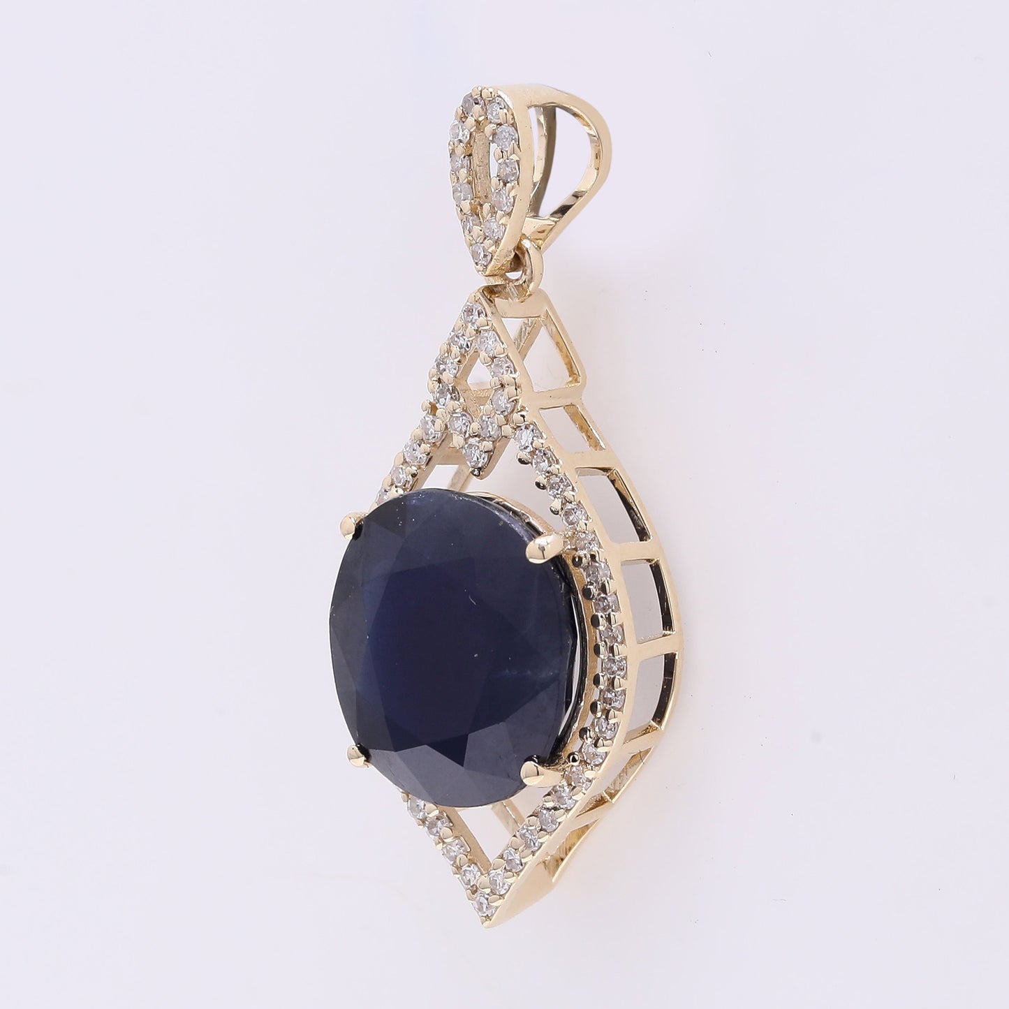 5.45 Ct Oval Mixed Cut Natural Sapphire 14K Gold Pendant