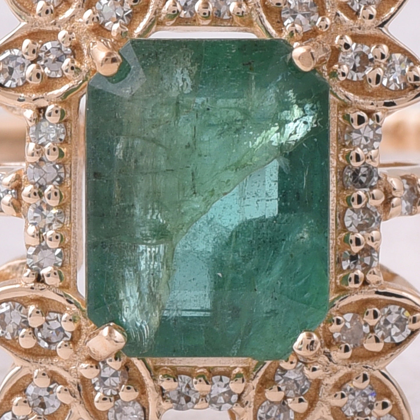 1.46 Ct Octagon Step Cut Natural Emerald 14K Gold Ring