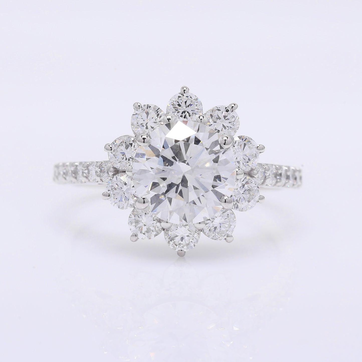 3.24 Ct Round Brilliant Lab Grown Diamond 950 Platinum Ring