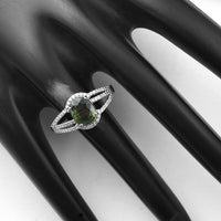 2.01 Ct Oval Mixed Cut Natural Green Sapphire 950 Platinum Ring