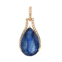 3.88 Ct Pear Mixed Cut Natural Sapphire 14K Gold Pendant