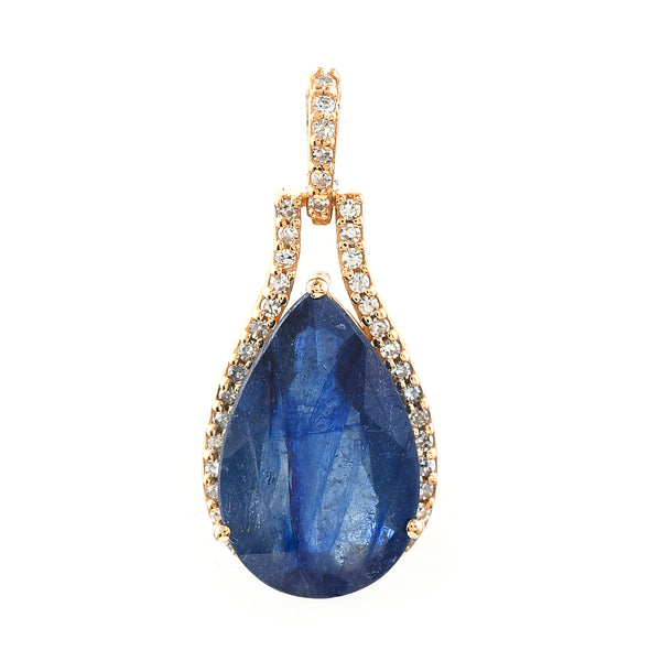 3.88 Ct Pear Mixed Cut Natural Sapphire 14K Gold Pendant