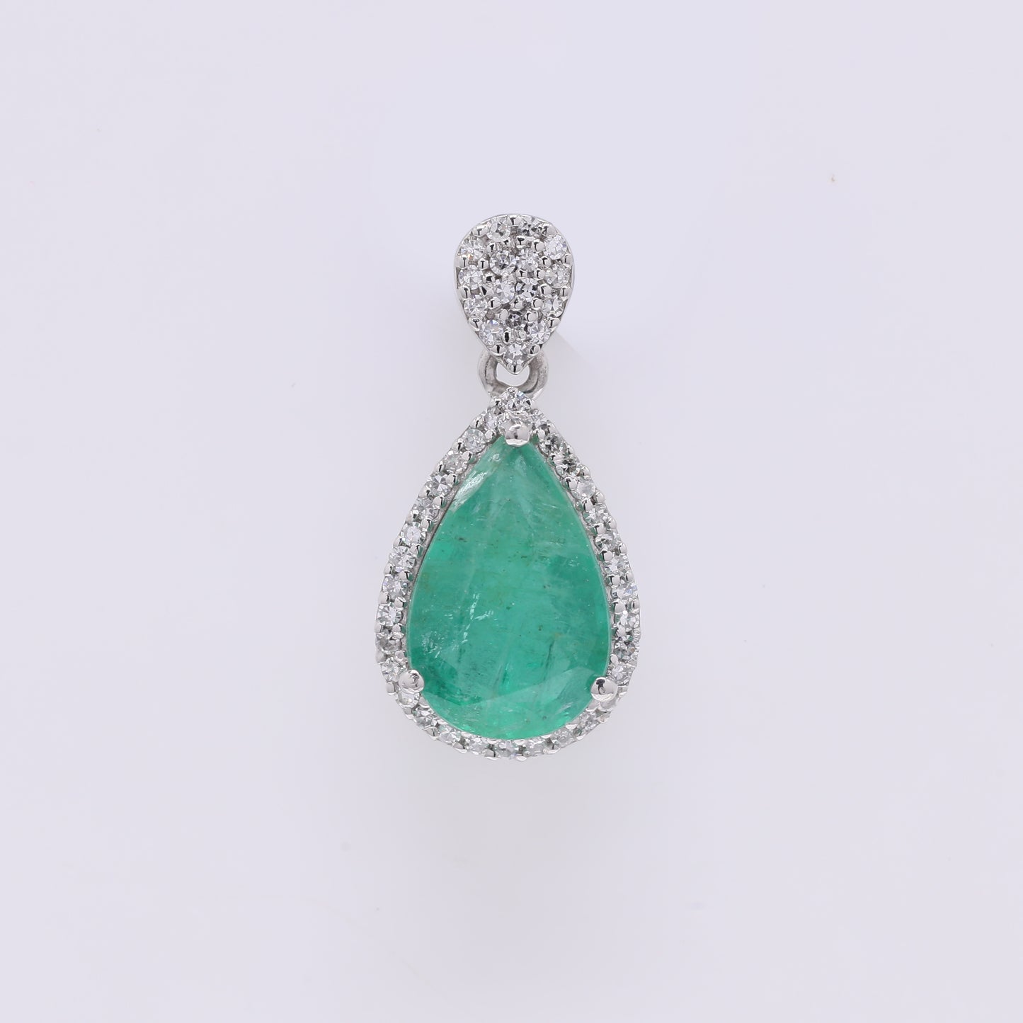 2.05 Ct Pear Mixed Cut Natural Emerald 950 Platinum Pendant