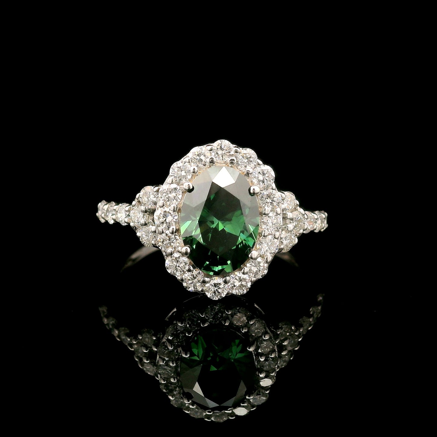 2.26 Carats Green Lab Grown Diamond 14K Gold Ring