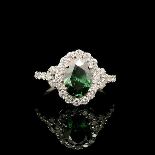 2.26 Carats Green Lab Grown Diamond 14K Gold Ring