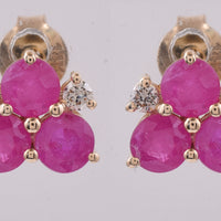 1.77 Ct Round Natural Ruby 14K Gold Earrings