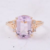 5.50 Ct Cushion Natural Kunzite 14K Gold Ring