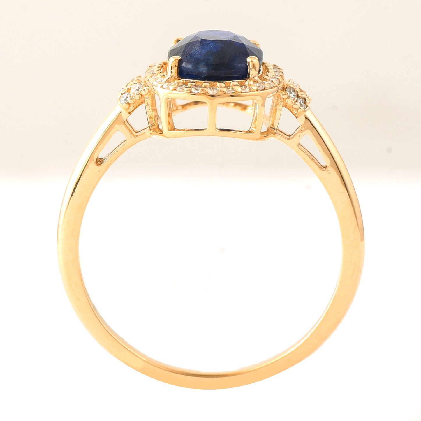 2.30 Ct Cushion Mixed Cut Natural Sapphire 14K Gold Ring