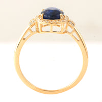 2.30 Ct Cushion Mixed Cut Natural Sapphire 14K Gold Ring