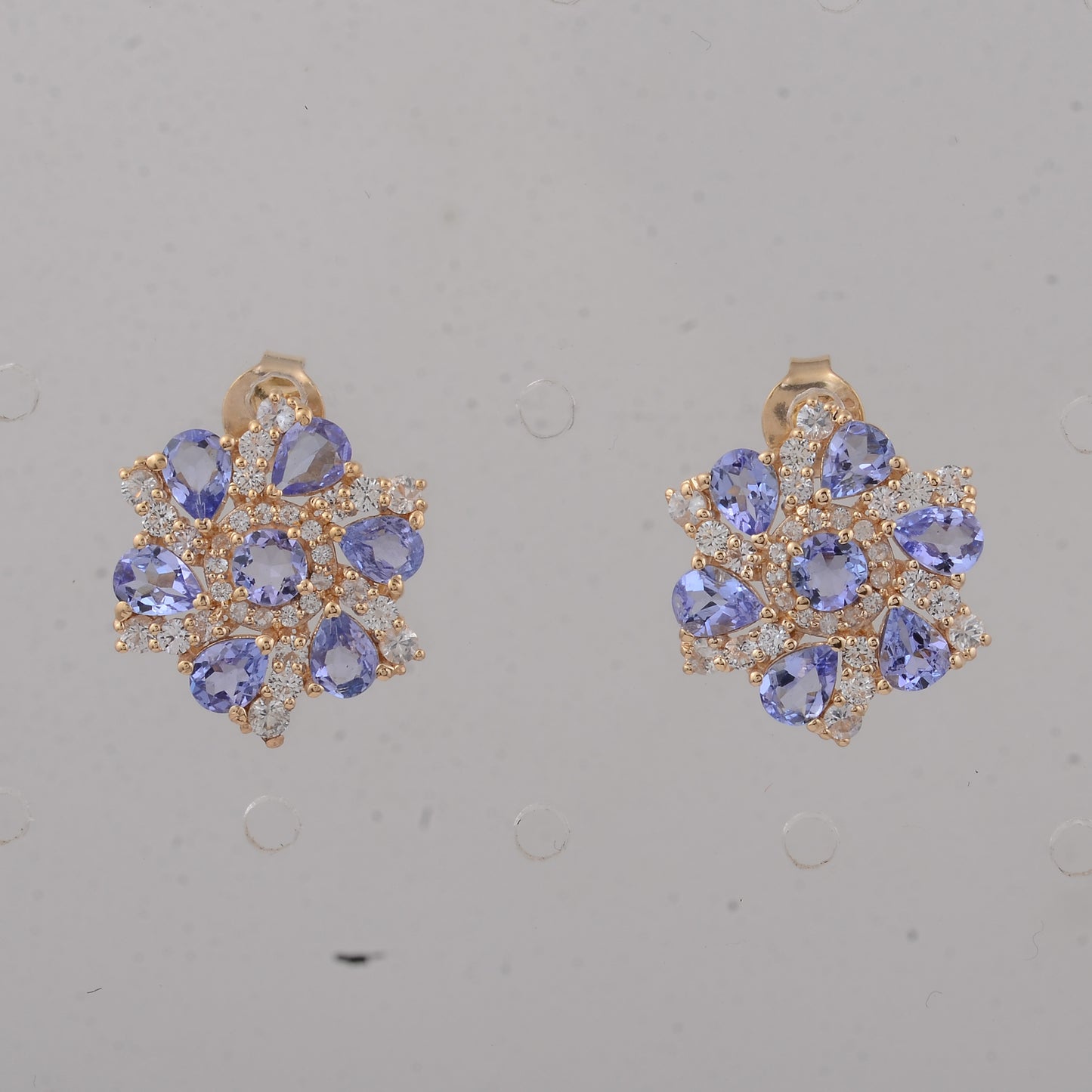 2.83 Ct Round Tanzanite 14K Gold Earrings