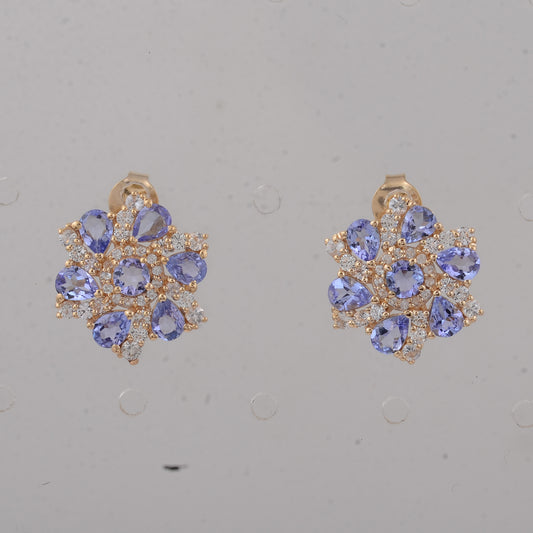 2.83 Ct Round Tanzanite 14K Gold Earrings