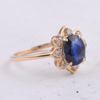 1.71 Ct Oval Natural Sapphire 14K Gold Ring