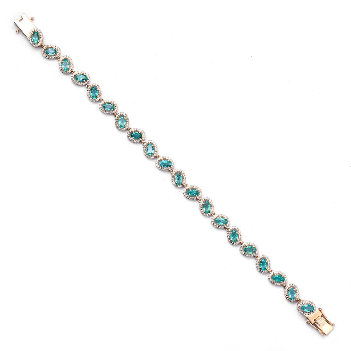 7.66 Ct Oval Mixed Cut Natural Emerald 14K Gold Bracelet