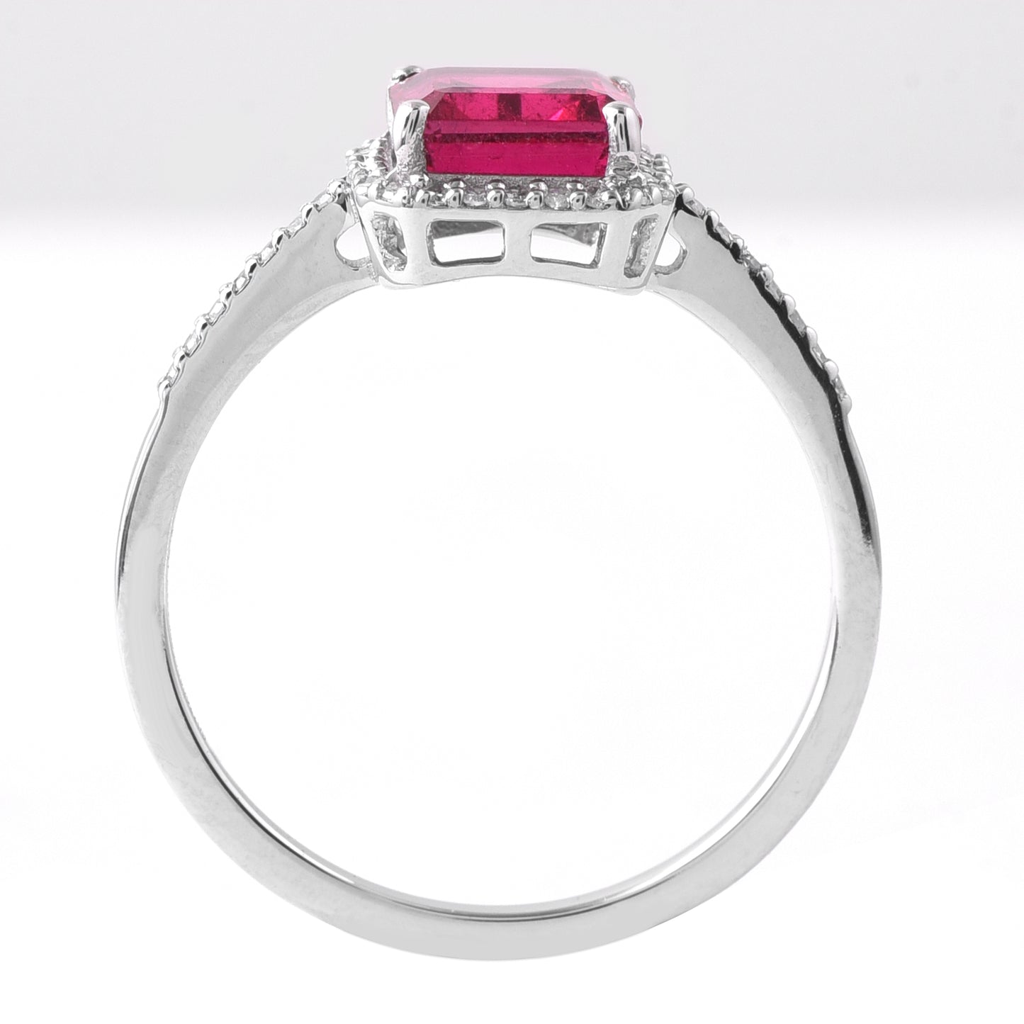 1.39 Ct Octagon Step Cut Natural Rubellite 950 Platinum Ring