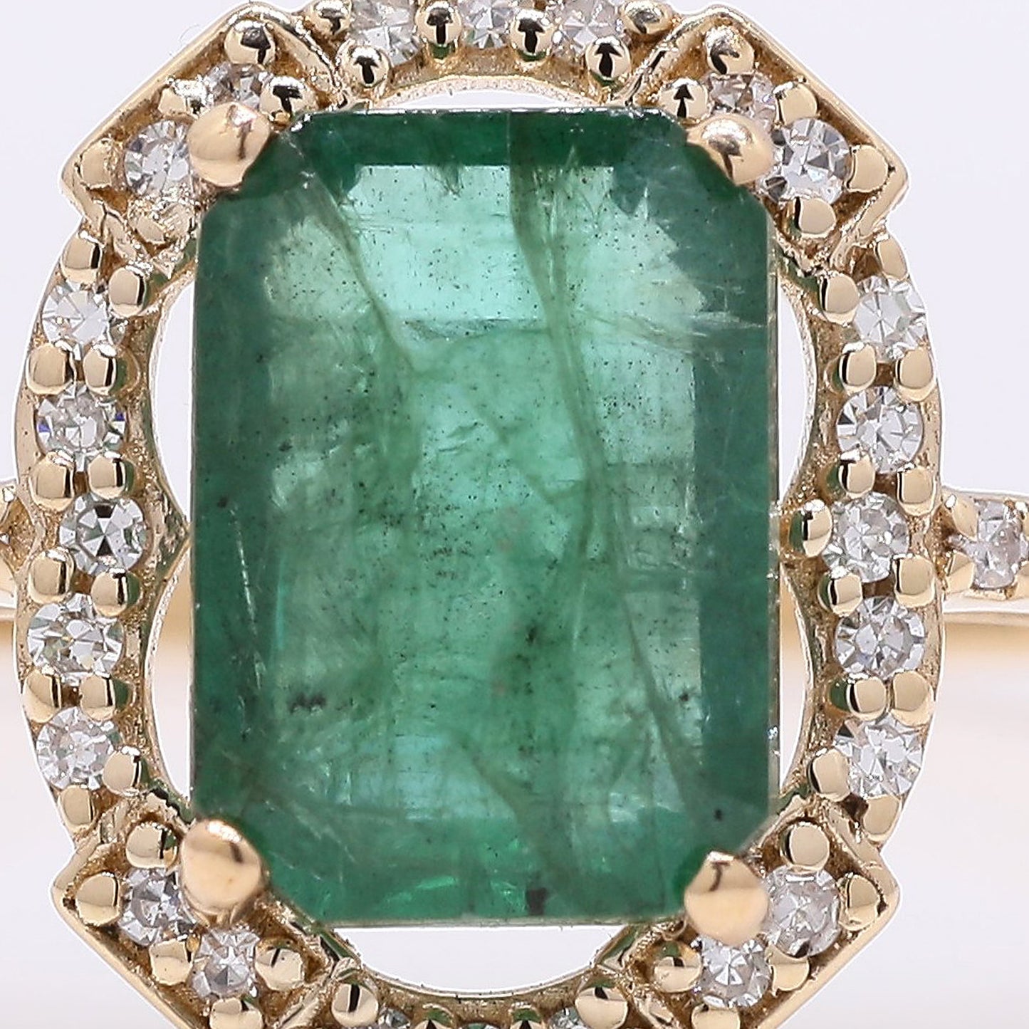 1.87 Ct Octagon Step Cut Natural Emerald 14K Gold Ring