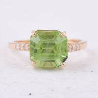 5.15 Ct Octagon Step Cut Natural Peridot 14K Gold Ring