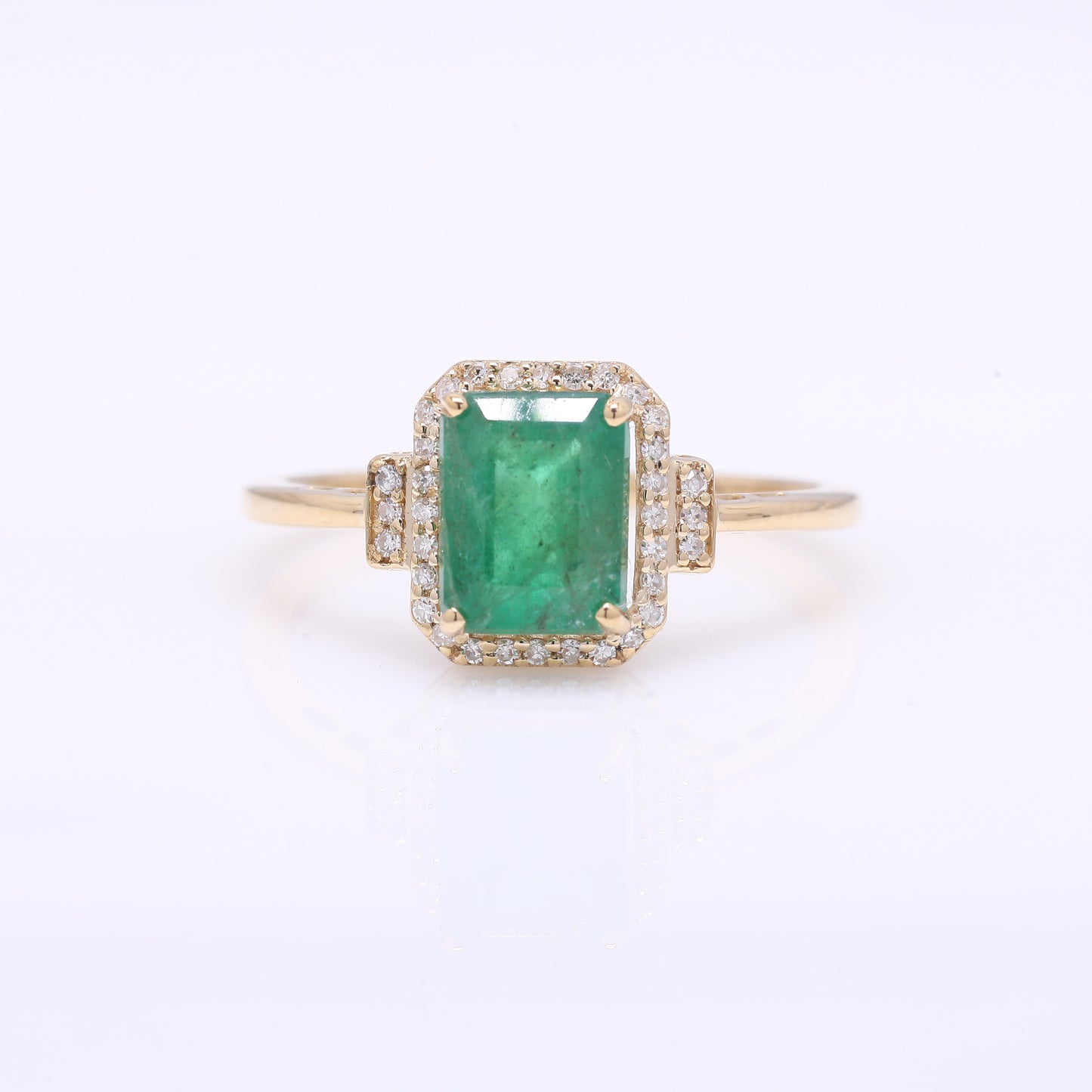 1.57 Ct Octagon Step Cut Natural Emerald 14K Gold Ring