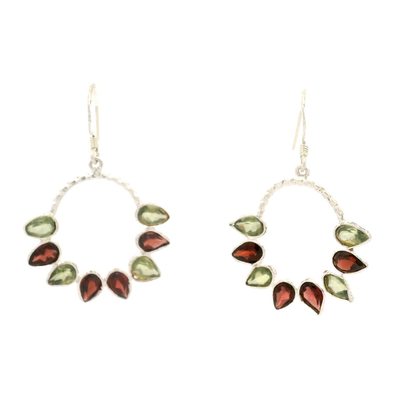 8.38 Ct Garnet, Peridot 925 Sterling Silver Earrings
