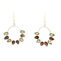 8.38 Ct Garnet, Peridot 925 Sterling Silver Earrings