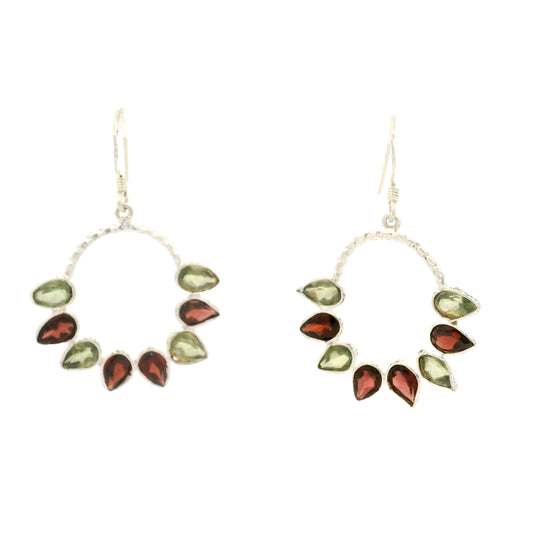 8.38 Ct Garnet, Peridot 925 Sterling Silver Earrings