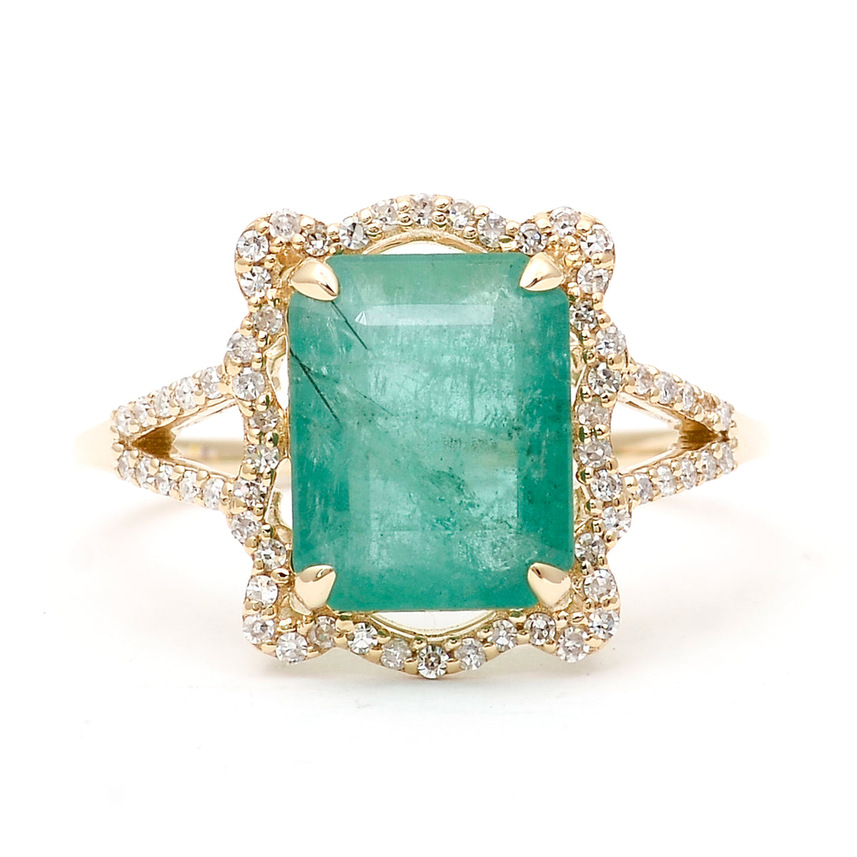 2.78 Ct Octagon Natural Emerald 14K Gold Ring
