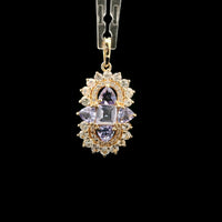 1.68 Ct Square Tanzanite 14K Gold Pendant