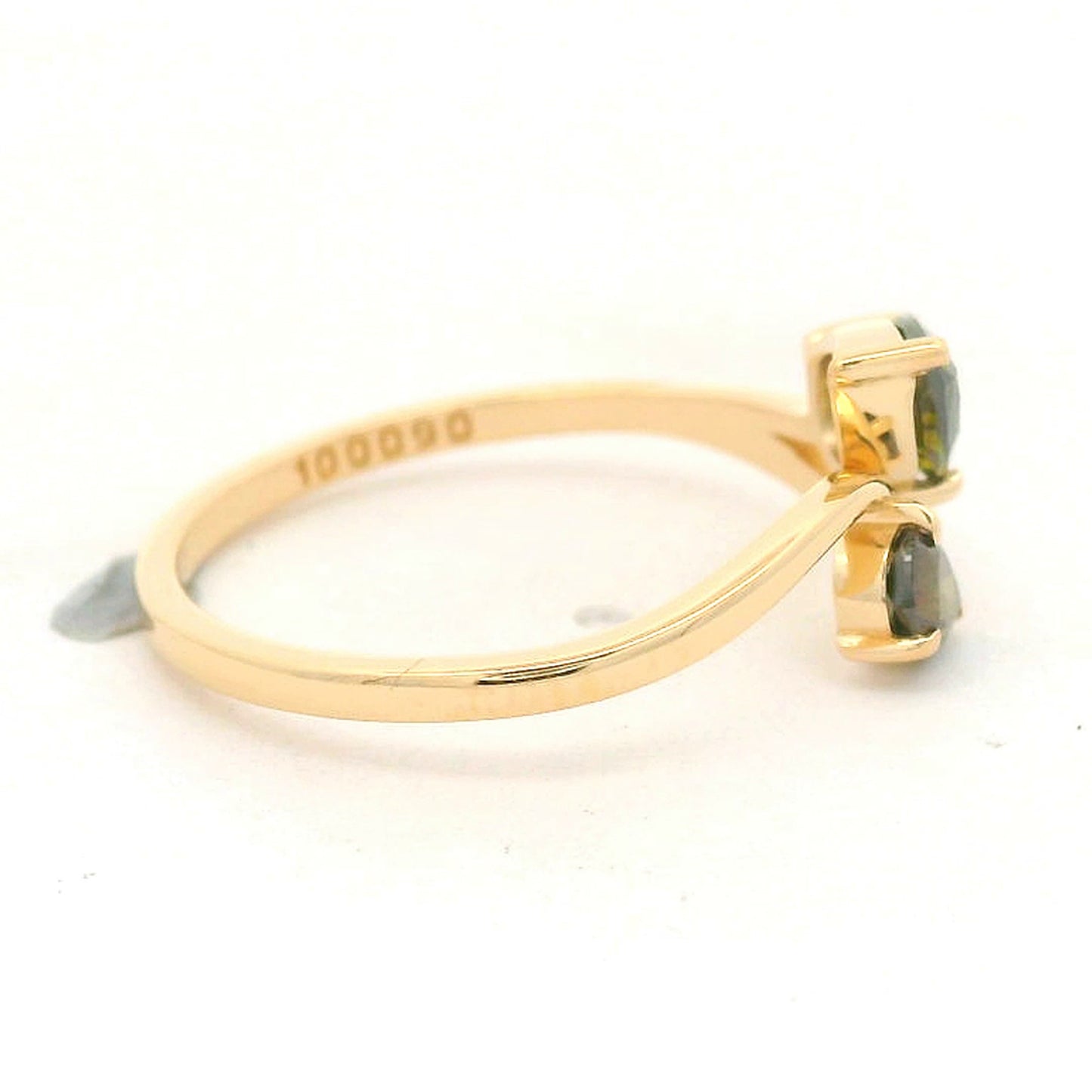 0.72 Ct Pear Green Diamond 14K Gold Ring