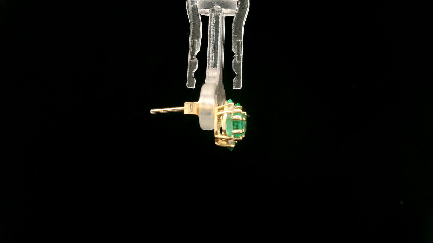 1.53 Ct Round Emerald 14K Gold Earrings