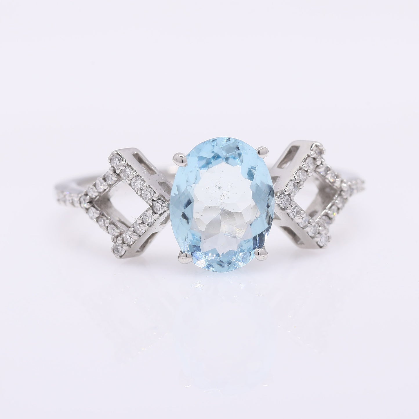 1.41 Ct Oval Mixed Cut Natural Aquamarine 950 Platinum Ring