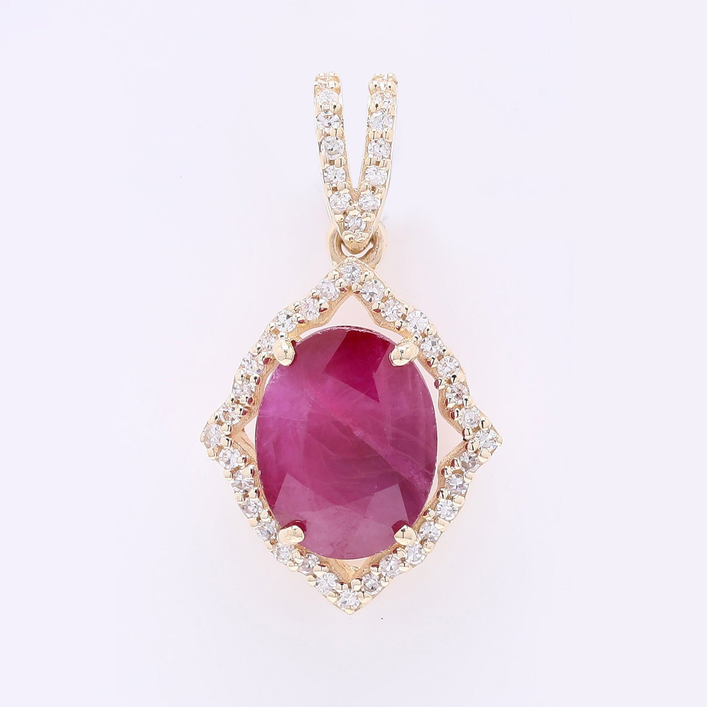2.65 Ct Oval Mixed Cut Natural Ruby 14K Gold Pendant