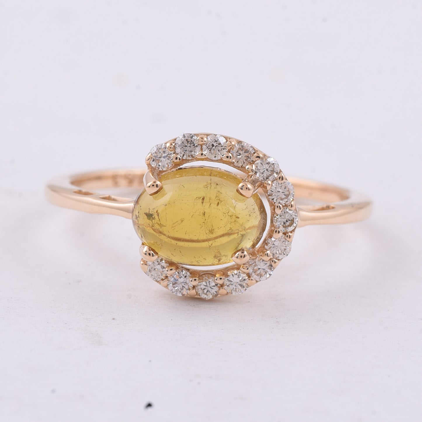 1.65 Ct Oval Cabochon Cut Natural Tourmaline 14K Gold Ring