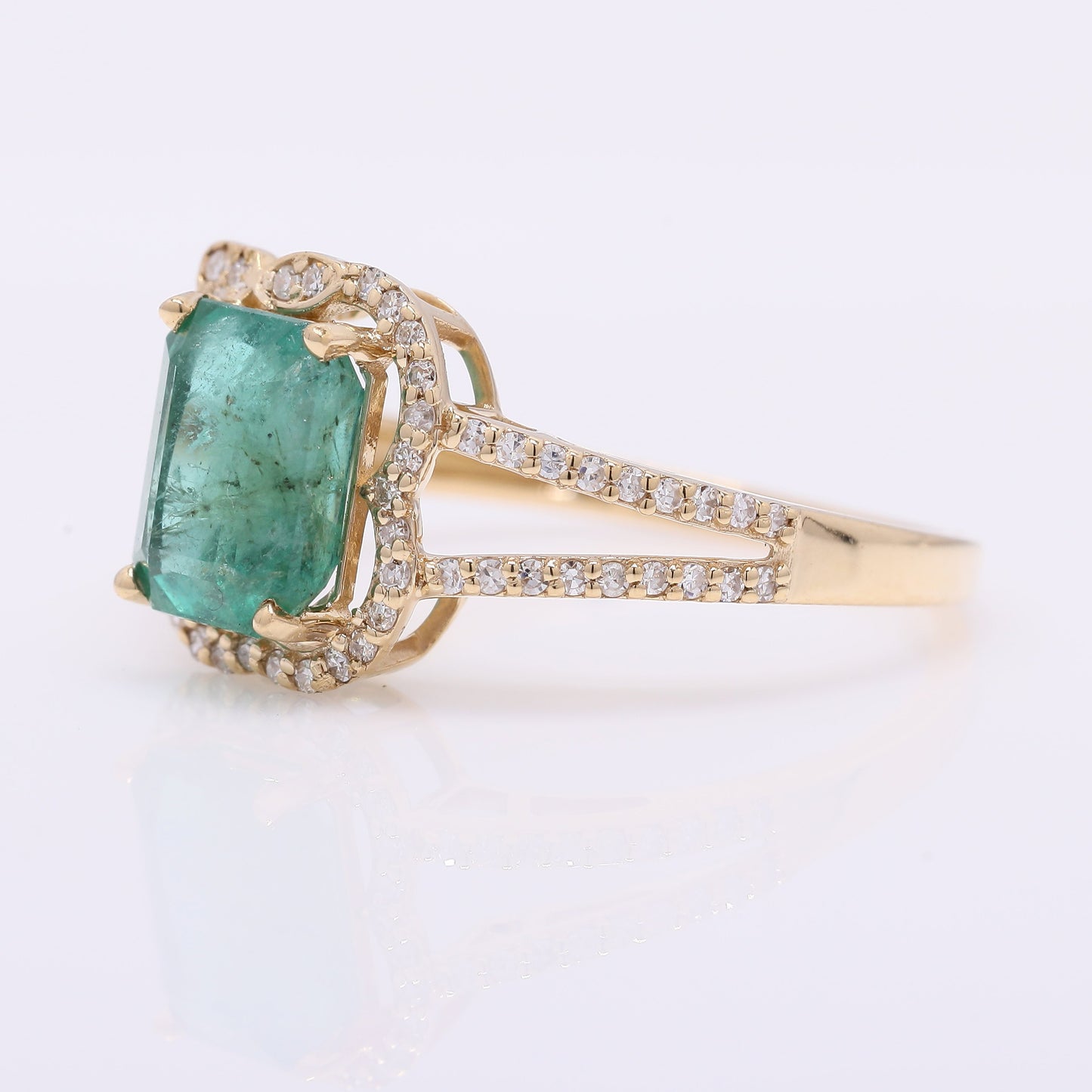 2.05 Ct Octagon Step Cut Natural Emerald 14K Gold Ring