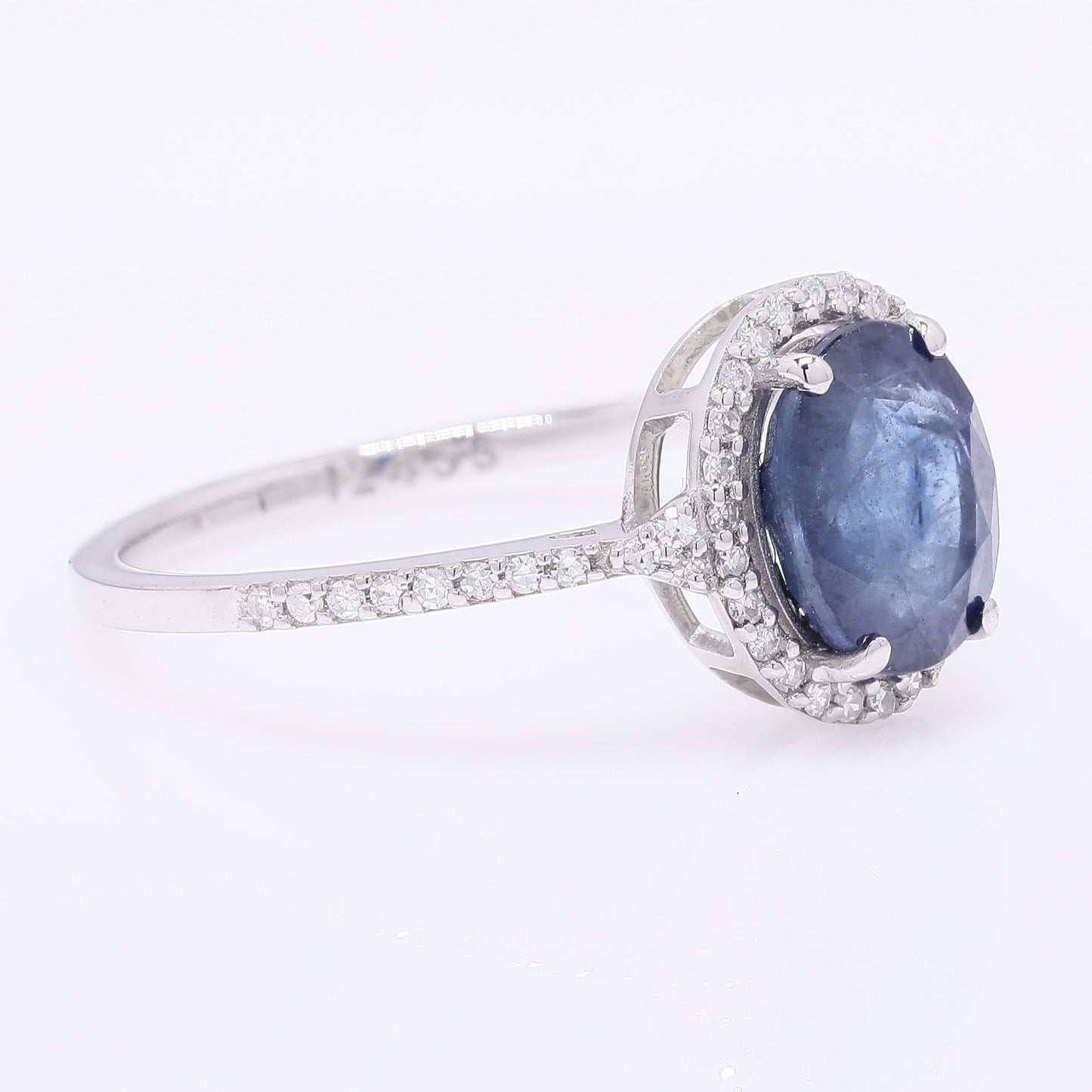2.01 Ct Oval Cabochon Cut Natural Sapphire 950 Platinum Ring