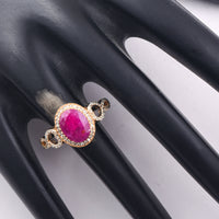1.91 Ct Oval Mixed Cut Natural Ruby 14K Gold Ring