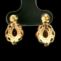 2.89 Ct Pear Multi Sapphire 14K Gold Earrings
