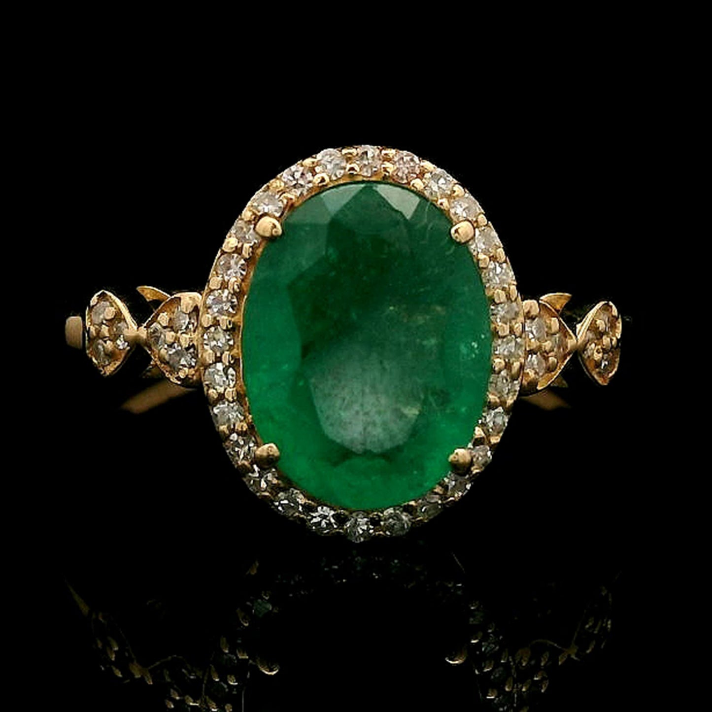 1.89 Ct Cushion Mixed Cut Natural Emerald 14K Gold Ring