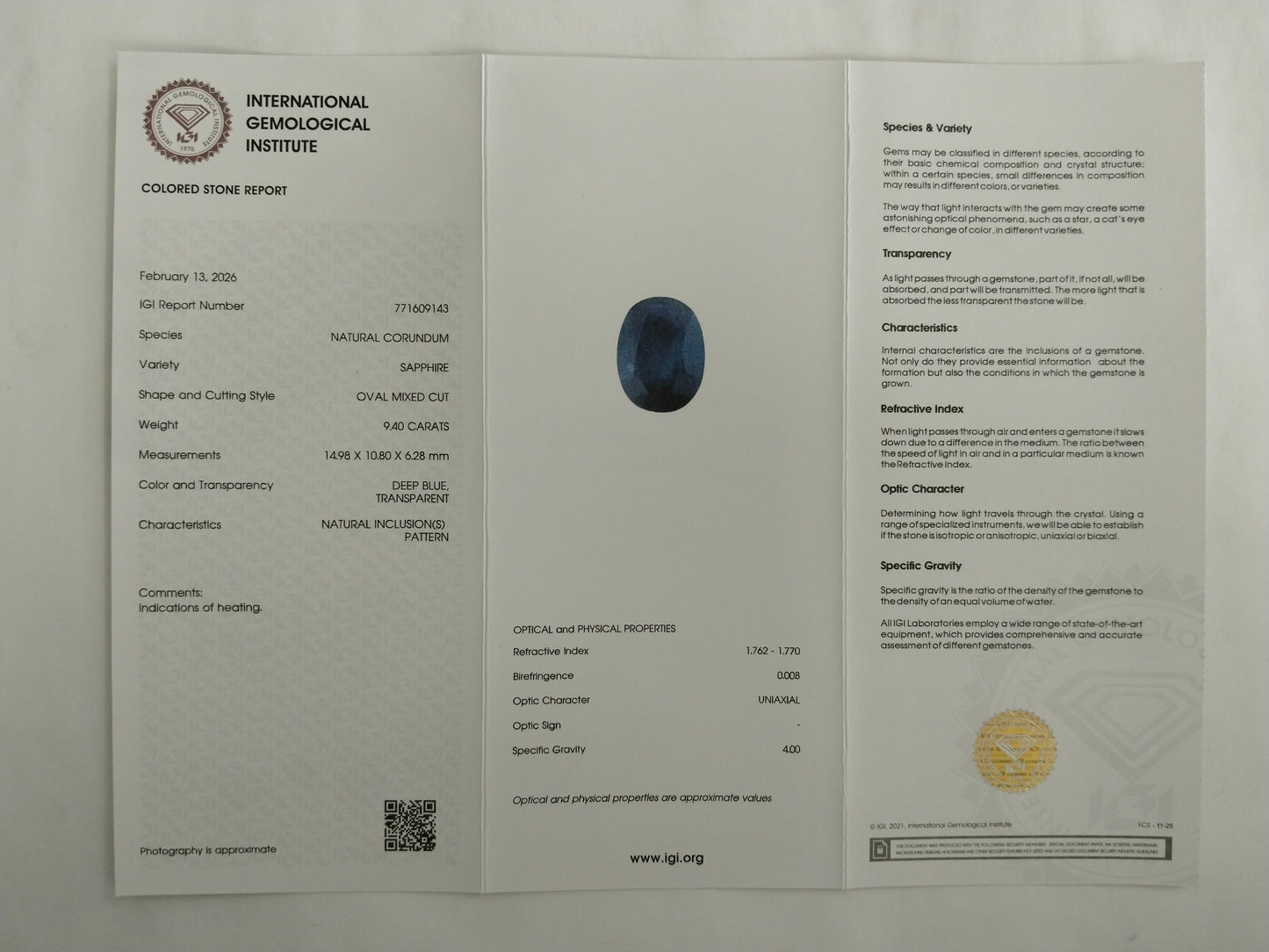 9.4 Natural Corundum Sapphire Oval Mixed Cut Gemstone