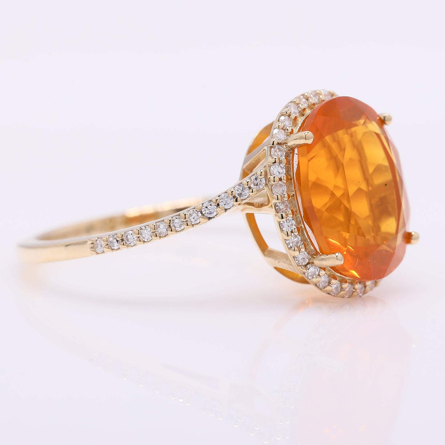 2.56 Ct Oval Mixed Cut Natural Fire Opal 14K Gold Ring