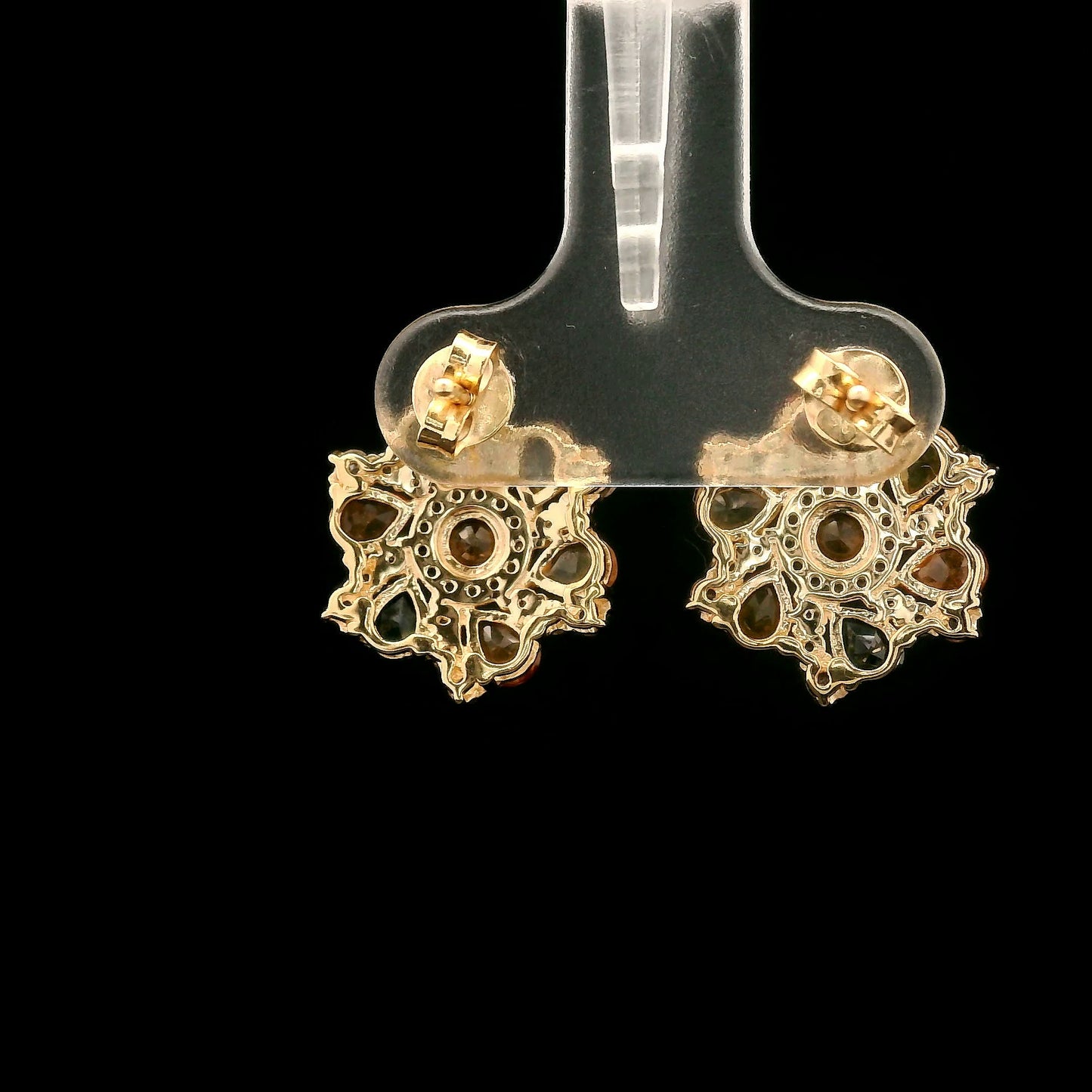 3.26 Ct Round Multi Sapphire 14K Gold Earrings