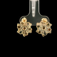 3.26 Ct Round Multi Sapphire 14K Gold Earrings