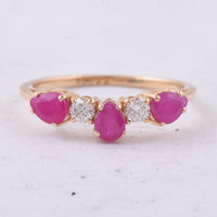 1.14 Ct Pear Natural Ruby 14K Gold Ring
