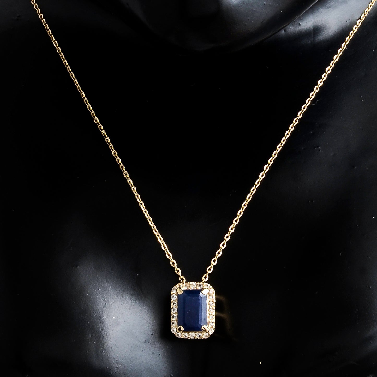 1.64 Ct Octagon Sapphire 14K Gold Pendant