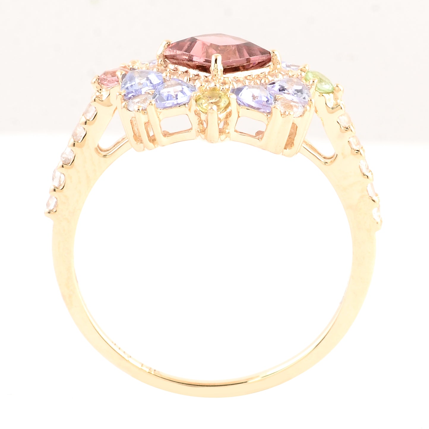 2.04 Ct Square Multi Tourmaline 14K Gold Ring
