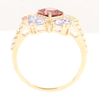 2.04 Ct Square Multi Tourmaline 14K Gold Ring