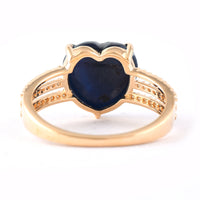 5.56 Ct Heart Cabochon Natural Sapphire 14K Gold Ring