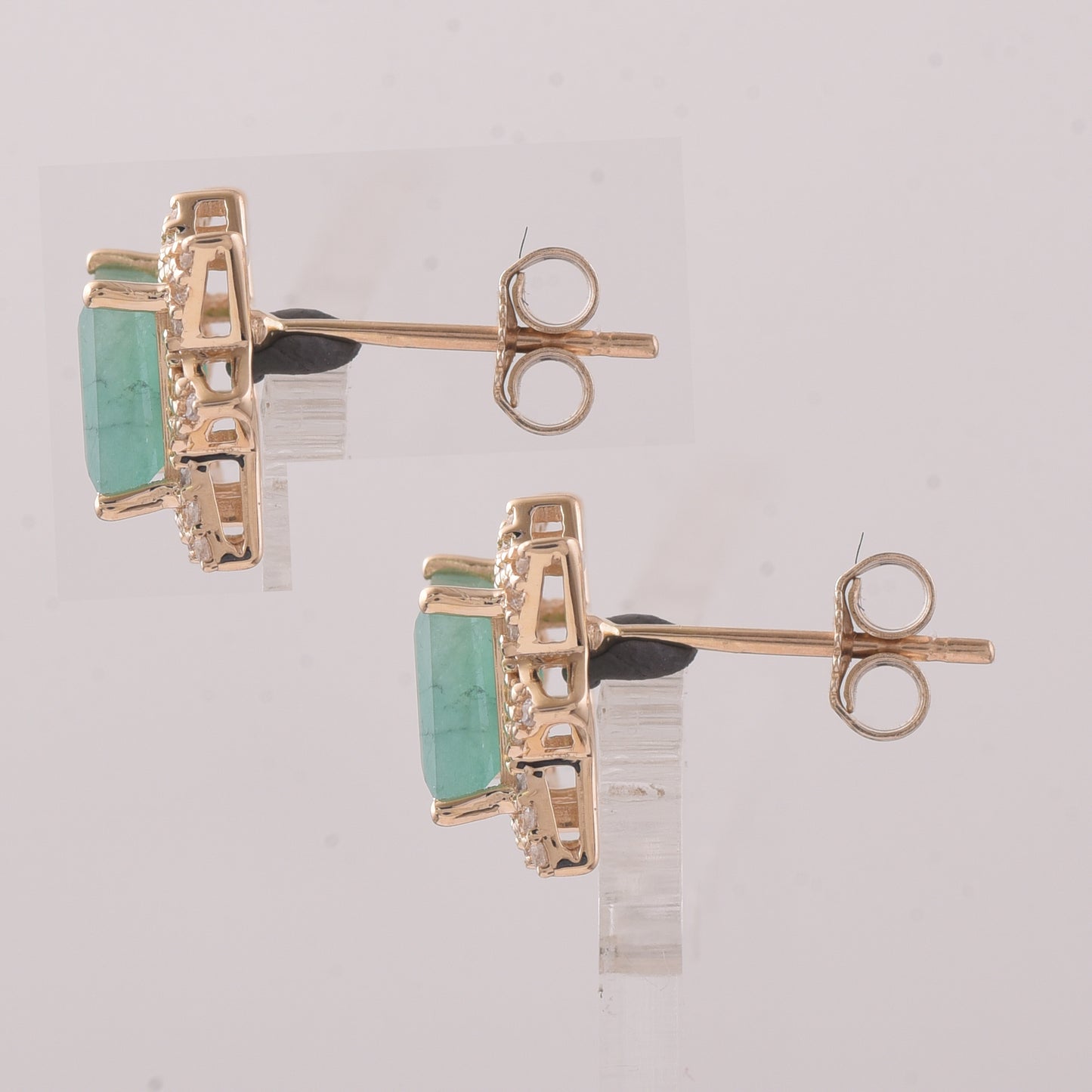 2.41 Ct Square Emerald 9K Gold Earrings