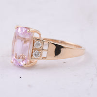 3.69 Ct Cushion Natural Kunzite 14K Gold Ring