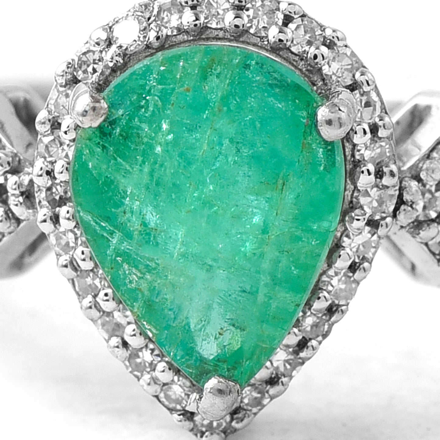 2.80 Ct Pear Mixed Cut Natural Emerald 950 Platinum Ring