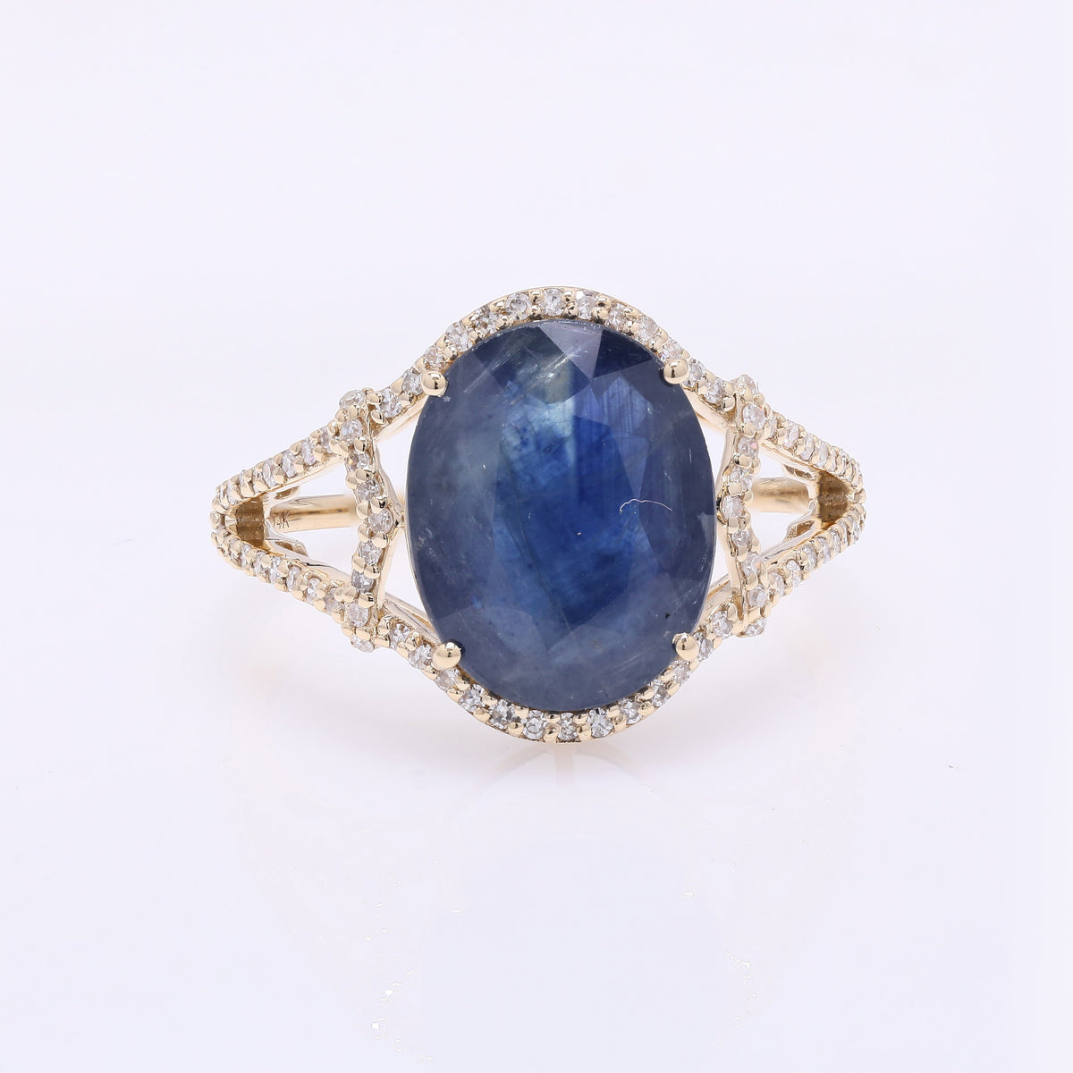 4.91 Ct Oval Mixed Cut Natural Corundum Sapphire 14K Gold Ring