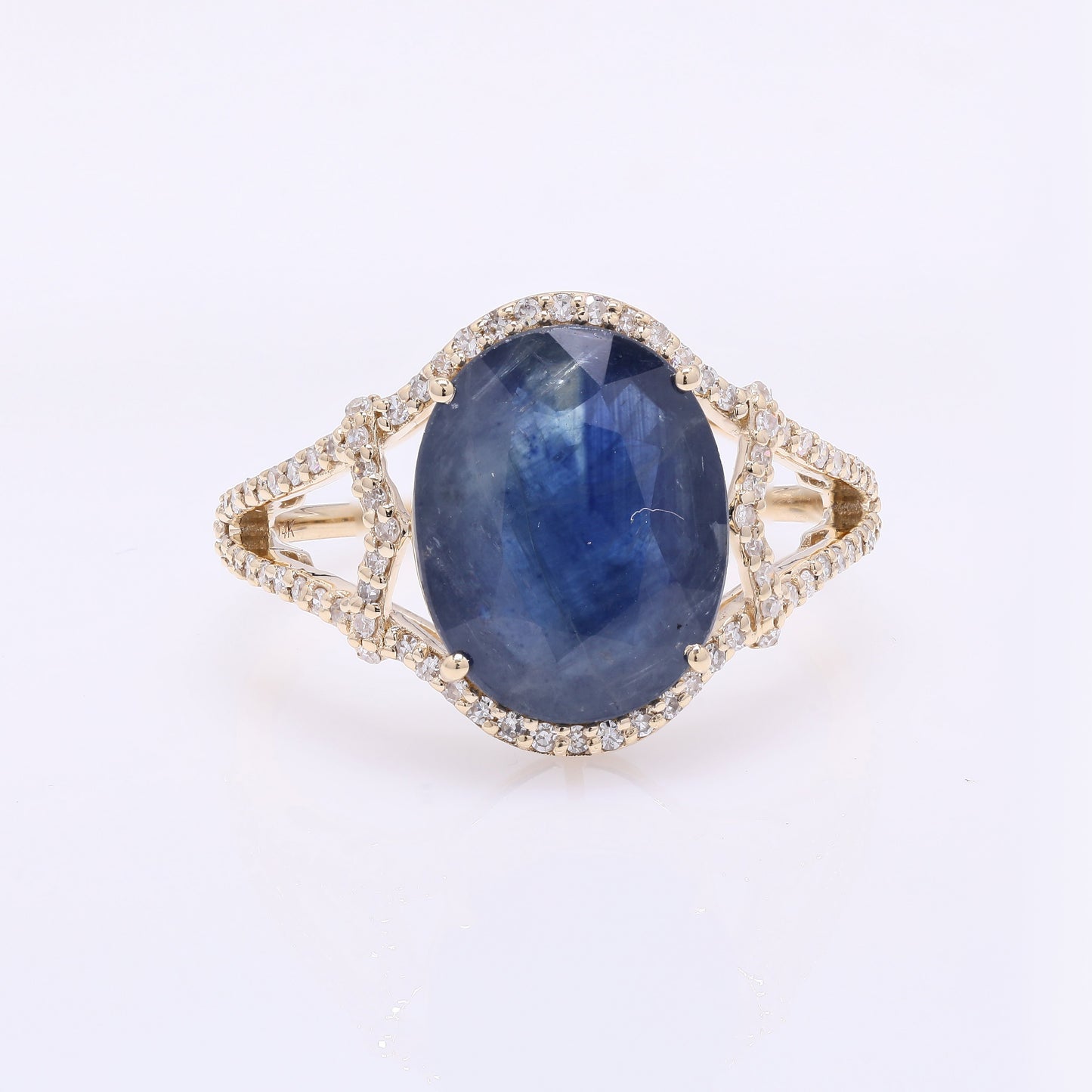 4.91 Ct Oval Mixed Cut Natural Corundum Sapphire 14K Gold Ring